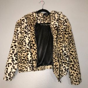 Leopard Print Hooded Jacket